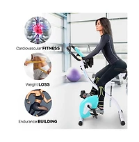 SereneLife Folding Digital Exercise Bike with Pulse Monitor and Resistance Bands