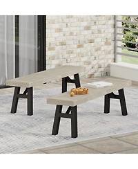 Acacia Wood Dining Bench–Indoor/Outdoor Bench for Living Room or Patio(2PK)-The Pop Home