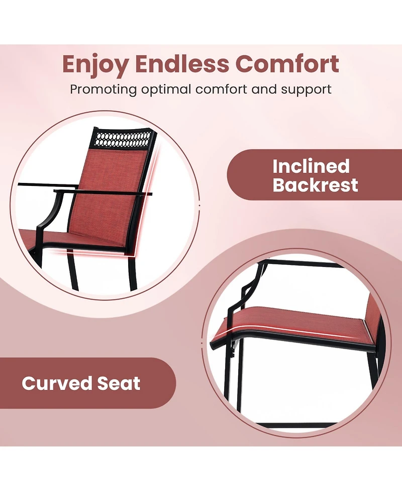 Gouun Outdoor Counter Stools Set of 2 Heavy-Duty Barstools with Footrest and Armrests