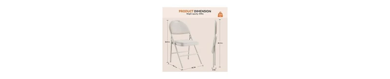 gaomon Folding Chairs 2 Pack, Portable Metal with Cushions and Non-Slip Feet Pads for Home Office, Indoor Outdoor Events