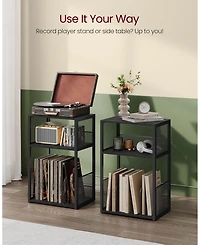 Record Player Stand – 3-Tier Side Table with Vinyl Storage for up to 100 Albums, End Living Room & Bedroom