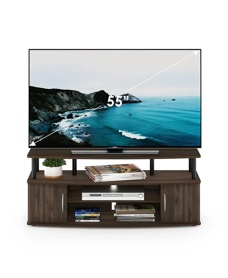 Furinno Modern Tv Stand Media Entertainment Center for Tv's up To 55" w/2-Door Storage Cabinet,Columbia Walnut/Black