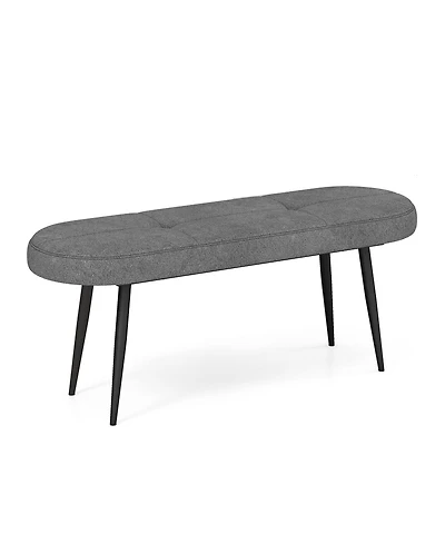 Gymax 47'' Upholstered Entryway Bench w/ Padded Seat & Heavy-duty Metal Frame