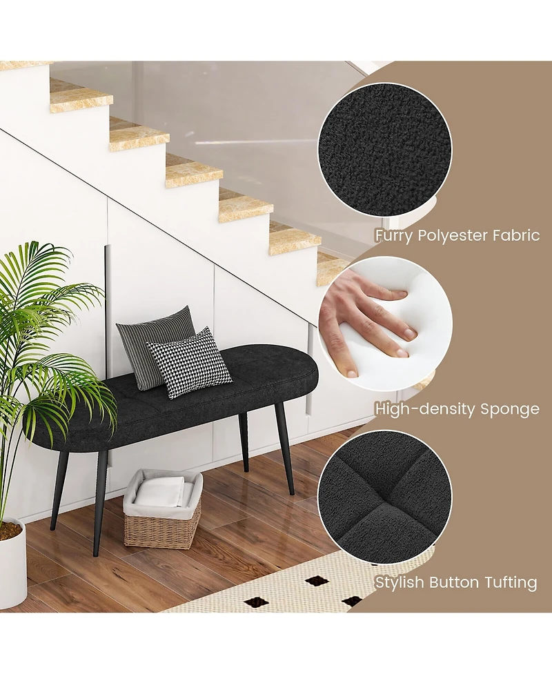 Gymax 47'' Upholstered Entryway Bench w/ Padded Seat & Heavy-duty Metal Frame