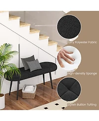 Gymax 47'' Upholstered Entryway Bench w/ Padded Seat & Heavy-duty Metal Frame