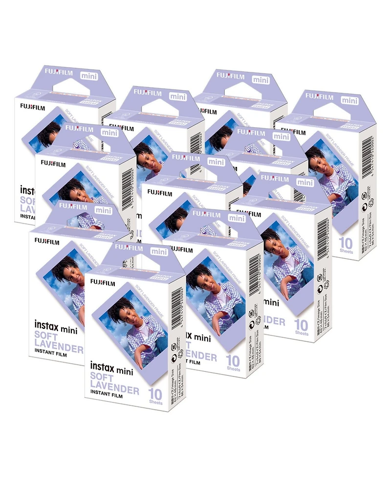 Fujifilm Instax Mini Soft Lavender Instant Print Film 10 Pack Bundle