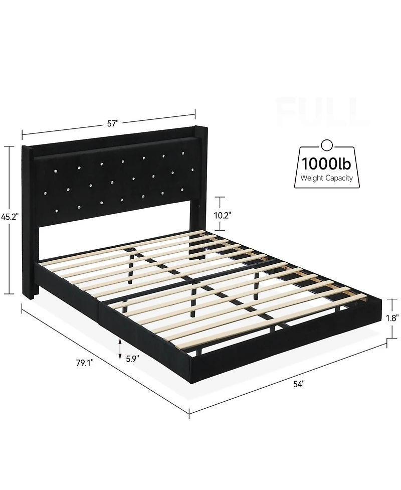 gaomon Full Size Floating Bed Frame with Led Lights