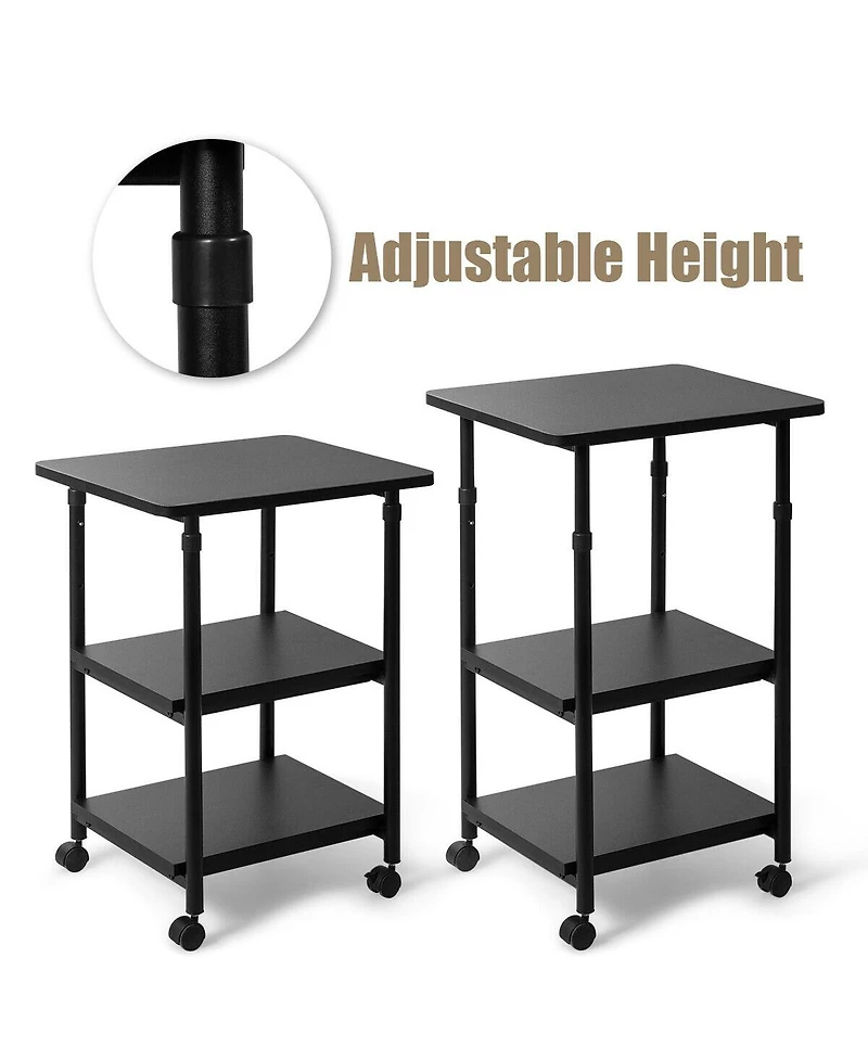 Gouun 3-tier Adjustable Printer Stand with 360° Swivel Casters