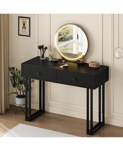 gaomon Vanity Desk with Mirror and Lights, 40” Makeup Vanity with 3 Color Lights and Adjustable Brightness