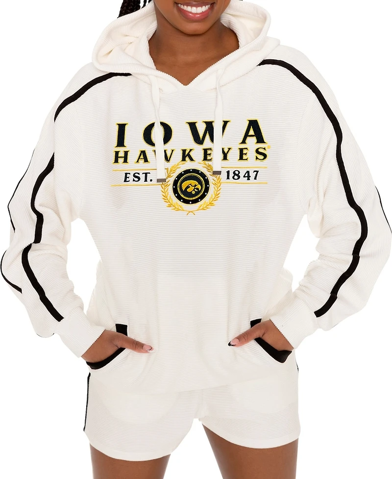 Gameday Couture Women's Cream Iowa Hawkeyes Down, Set, Go Pullover Hoodie and Shorts Set