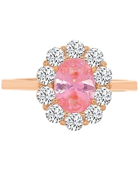 Lab-Created Morganite (2-1/20 ct. t.w.) & Cubic Zirconia Halo Ring 14k Rose Gold-Plated Sterling Silver