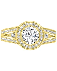 Cubic Zirconia Halo Tapered Split Shank Bridal Set