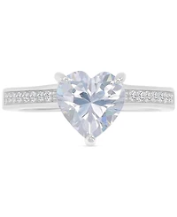 Cubic Zirconia Heart & Round Promise or Engagement Ring Sterling Silver