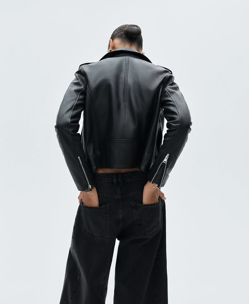 Mango Women's Leather Biker Jacket