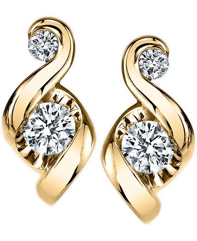 Proud Mom Diamond Swirl Stud Earrings (1/4 ct. t.w.) in 14k Gold or White Gold