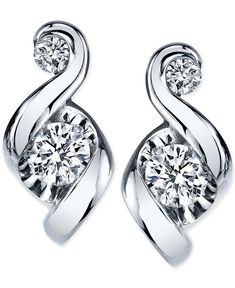 Proud Mom Diamond Swirl Stud Earrings (1/4 ct. t.w.) 14k Gold or White