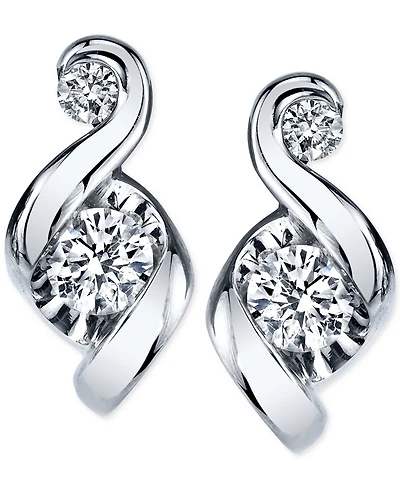 Proud Mom Diamond Swirl Stud Earrings (1/4 ct. t.w.) 14k Gold or White