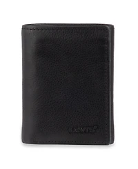 Levi's Men's Rfid Genuine Leather Trifold Wallet with Hidden Zipper Pocket