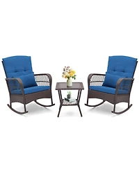 Gouun 3 Pieces Rocking Bistro Set with 2-Tier Table