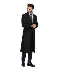 Braveman Men's Knee Length Wool Blend Three Button Long Jacket Overcoat Top Coat