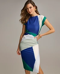 Donna Karan New York Women's Colorblocked Boat-neck Midi Dress