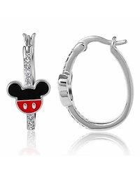 Disney Mickey Mouse Cubic Zirconia Hoop Earrings