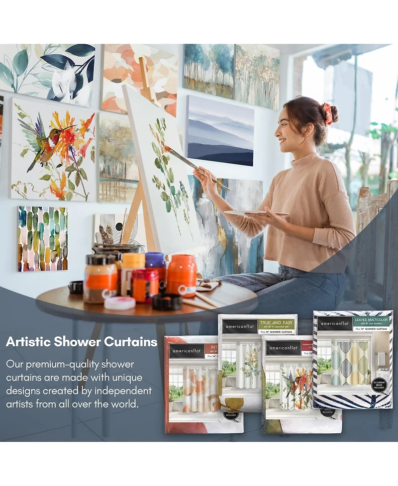 71x74 Floral Shower Curtain - Blissful Peony by Pi Creative Art