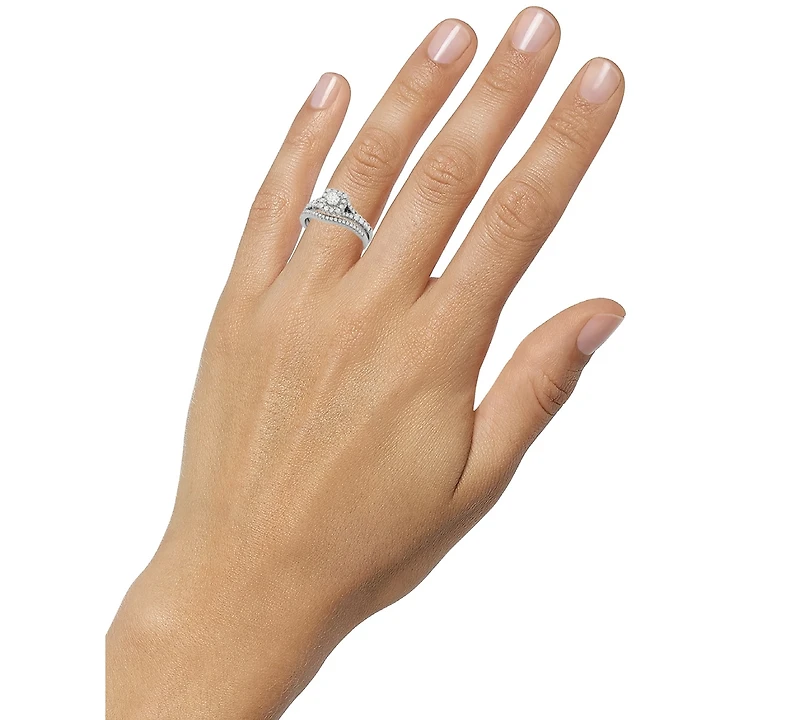 Diamond Squared Halo Bridal Set Ring (1 ct. t.w.) in 14k White Gold