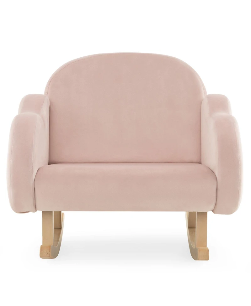 Gouun Upholstered Toddler Rocker with Solid Wood Legs and Non-slip Foot Pads