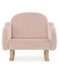 Gouun Upholstered Toddler Rocker with Solid Wood Legs and Non-slip Foot Pads