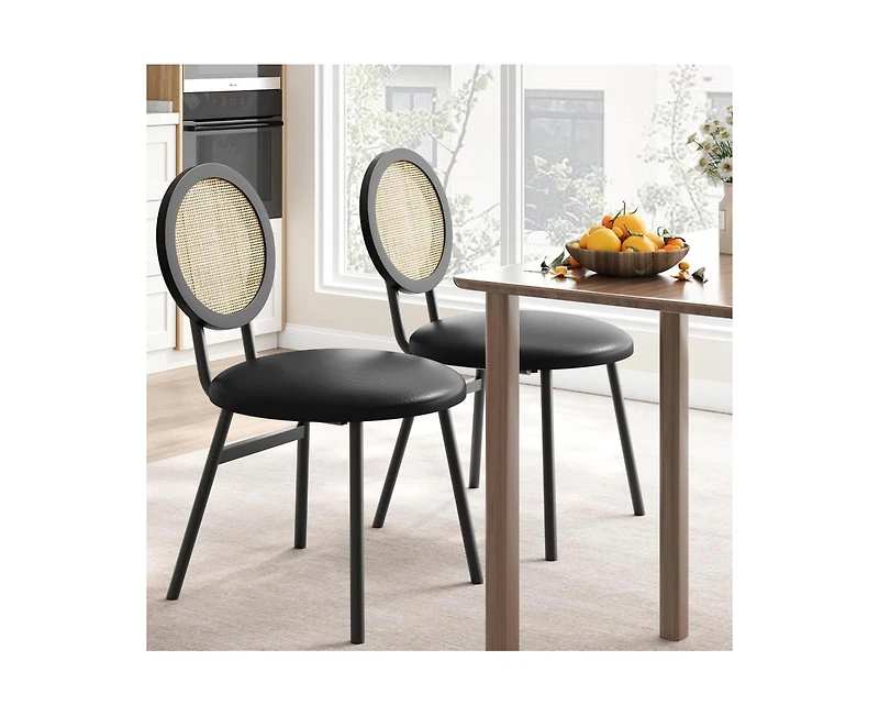 gaomon Dining Chairs Set of 2, Kitchen Chairs with Thicken Upholstered, Modern Black Dining Room Chairs Set of 2, Space Saving Dining Chairs with Meta