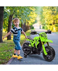 Qaba 6V Kids Motorcycle with Training Wheels, Horn & Start Sound,
