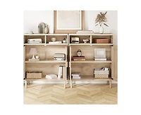 gaomon 2PCS Rattan Buffet Cabinet with Storage,2 Door Kitchen Storage Cabinet with Shelves, Wood Sideboard Cabinet for Kitchen,Shoe Cabinet Storage fo