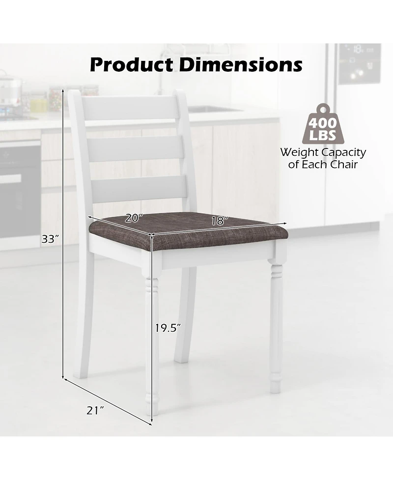 Gouun Set of 2 Rubber Wood Dining Chairs with Upholstered Seat