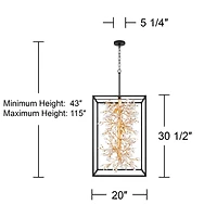 Possini Euro Design Carrine 20" Modern Pendant Chandelier Ceiling Light Fixture Dining Room Over Table 6-Light Black Gold Finish