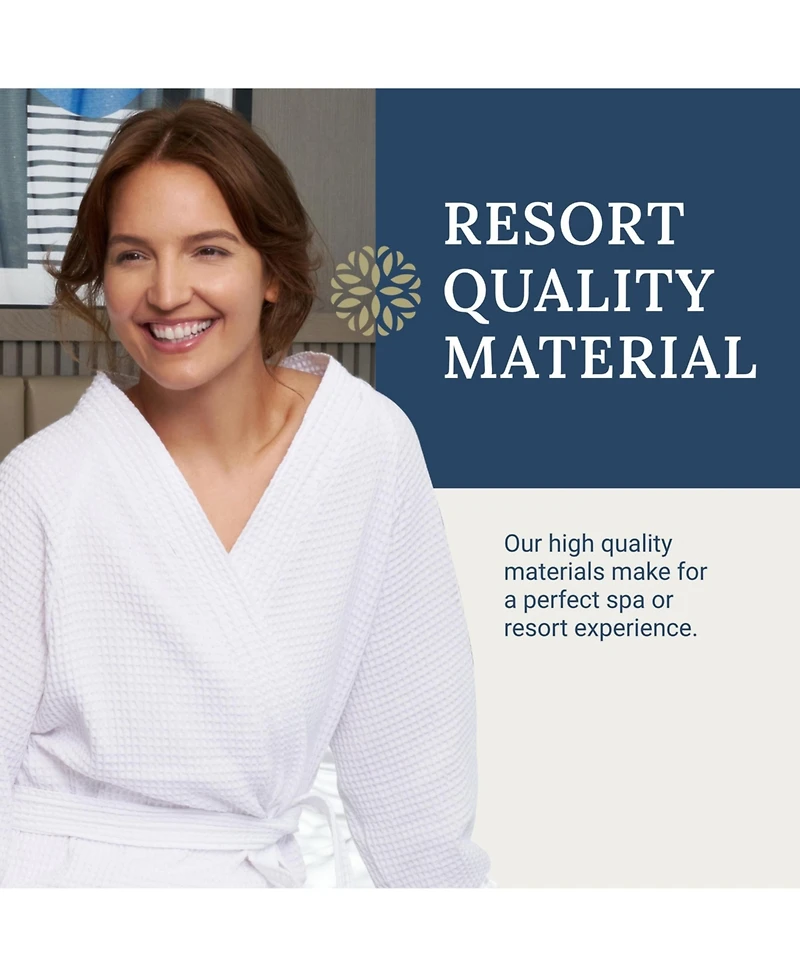 Ben Kaufman Velour Kimono Bathrobes - 100% Cotton Shawl Collar Spa Robes with Monogram Options - Soft & Luxury Gifts for Men & Women, Waffle Style