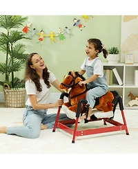 Qaba Spring Rocking Horse, Kids Ride on Horse w/ Saddle,