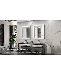 keonjinn 45° Angled Frontlit Metal Framed Bathroom Vanity Mirror with Anti-fog Function