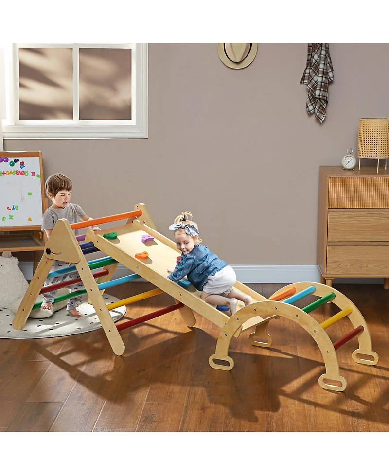 Qaba 5 in 1 Pikler Triangle Set for 18-48 Months, Multicolor