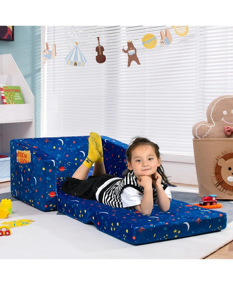 Gouun 2-in-1 Convertible Kids Sofa with Velvet Fabric