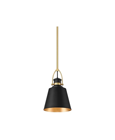 Possini Euro Design West 8" Mid Century Modern Pendant Ceiling Light Fixture Dining Room Over Table Matte Black Sand Gold Finish Mini