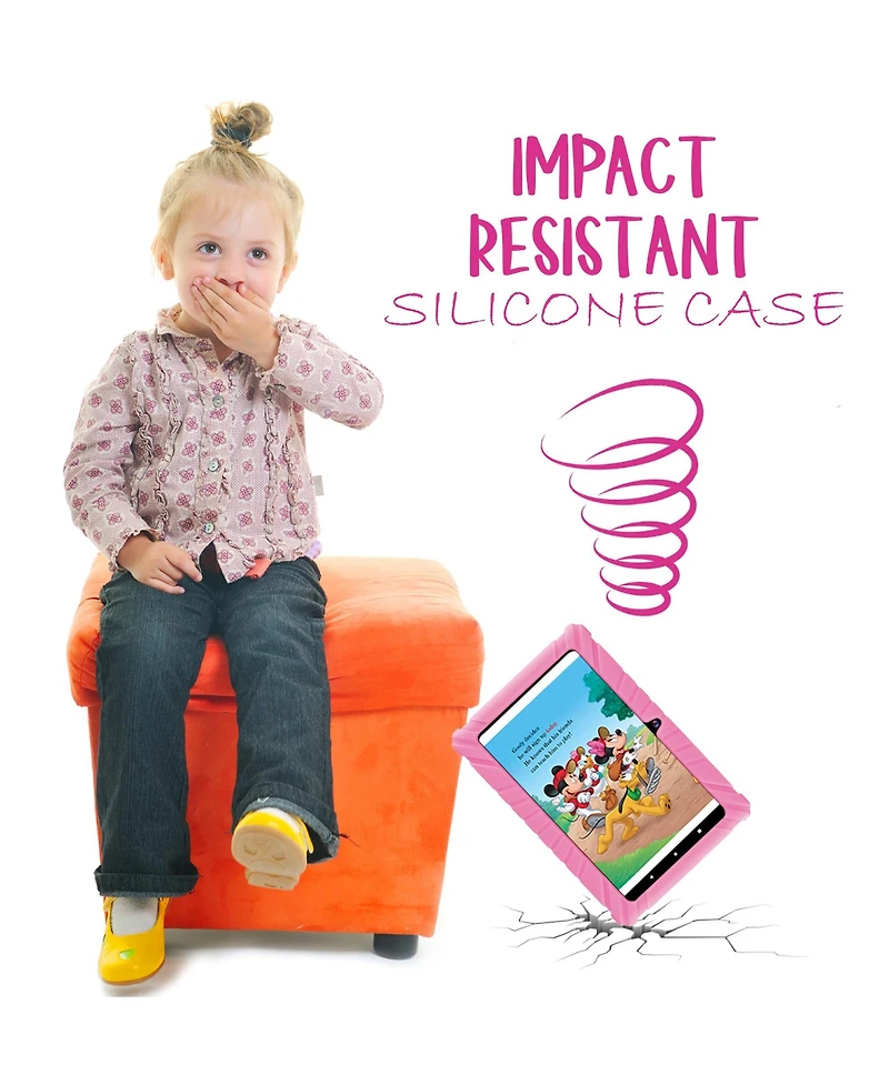 Contixo 7" V8-2 Kids Android 11 Bluetooth Wi-Fi Pro Hd Tablet 32GB Featuring 50 Disney eBooks with 2MP Dual Camera Toddler Child Proof Case