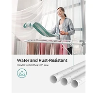 Metal Laundry Drying Rack with Adjustable Gullwings and Sock Clips, Space-Saving Design