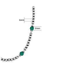 American West Jewelry Sterling Silver and Malachite Bead Necklace, 17 to 20 Inches