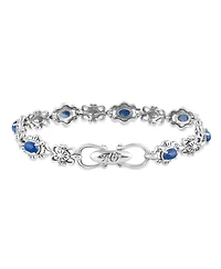 American West Jewelry Sterling Silver Lapis Gemstone Concha Link Bracelet