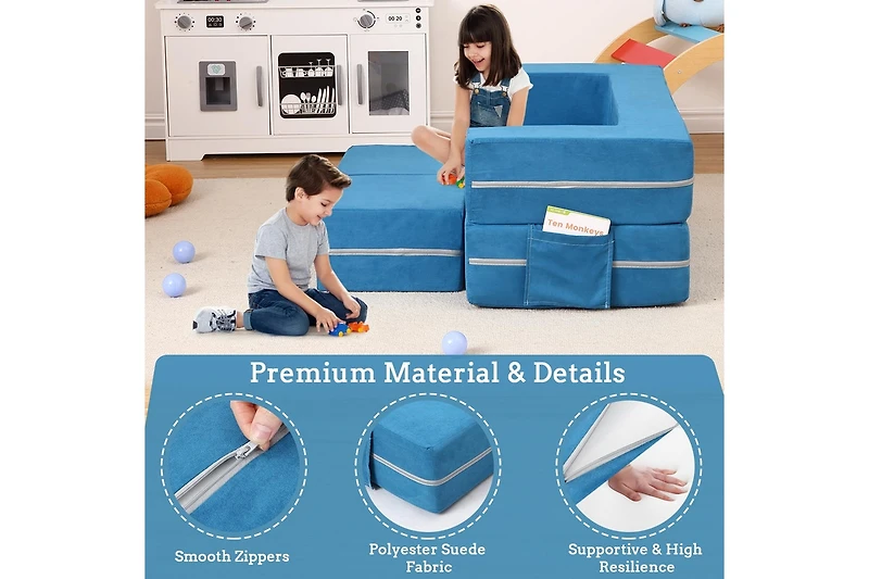 gaomon Kids Play Couch, 3Pcs Modular Kids Couch Toddler Couch for Playroom Bedroom Furniture