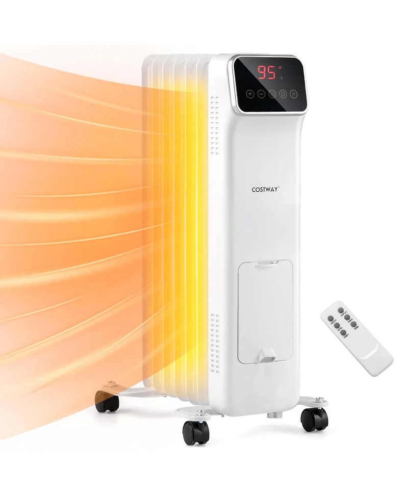 1500W Oil Filled Radiator Heater with Remote Control 3 Modes 24H Timer Indoor