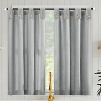 Cotton Blend Button Tab Top Cafe Curtain Pair