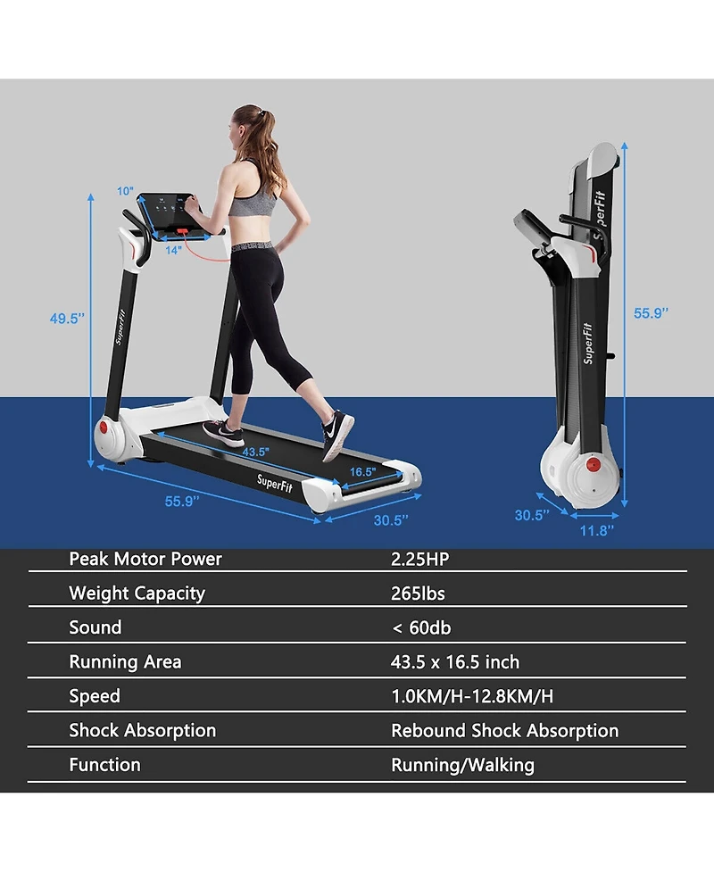 Gymax Folding 2.25HP Electric Treadmill Running Machine w/ Led Display