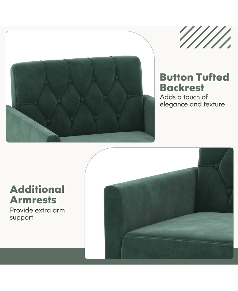 Gouun Modern Velvet Accent Chair with Button Tufted Back Metal Legs and Adjustable Foot Pads